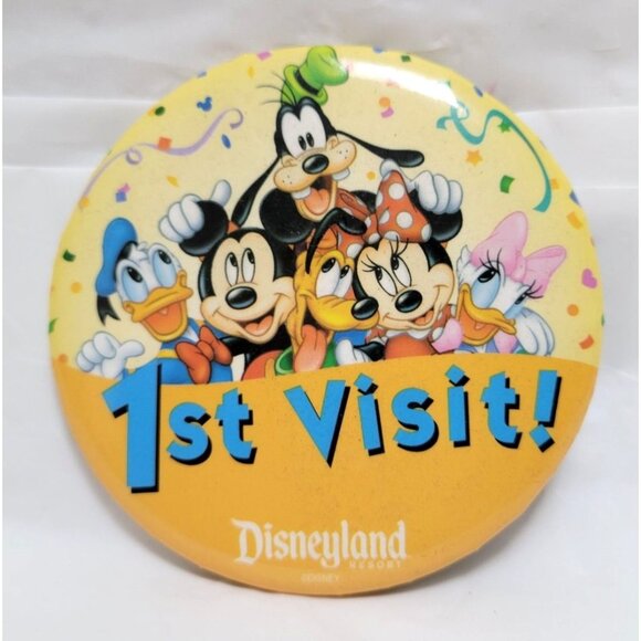 Disneyland Resort 1st Visit Metal 3" Pin Mickey Minnie Donald Daisy Goofy Pluto - Picture 1 of 3